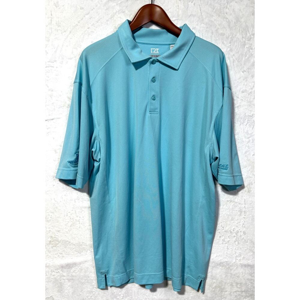 CUTTER & BUCK Men's Moisture Wicking Golf Polo Shirt Light Teal Blue | Size XXXL